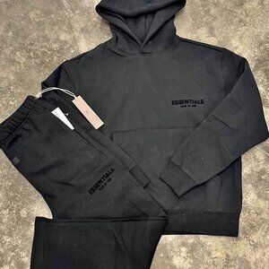 essentials black Set hoodie and sweats new Small